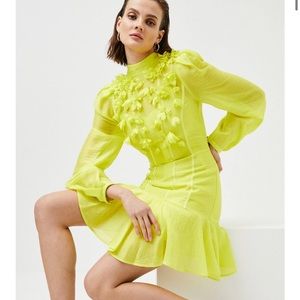 Karen Millen Appliqué Beaded Balloon Sleeve woven dress